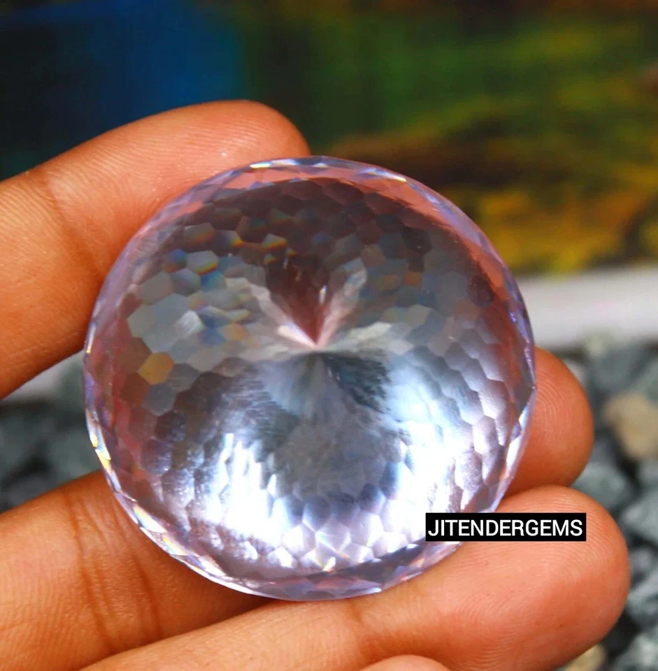 Piedra preciosa suelta de corte redondo enorme color blanco natural certificado 501 quilates+ Foto 4 de 4