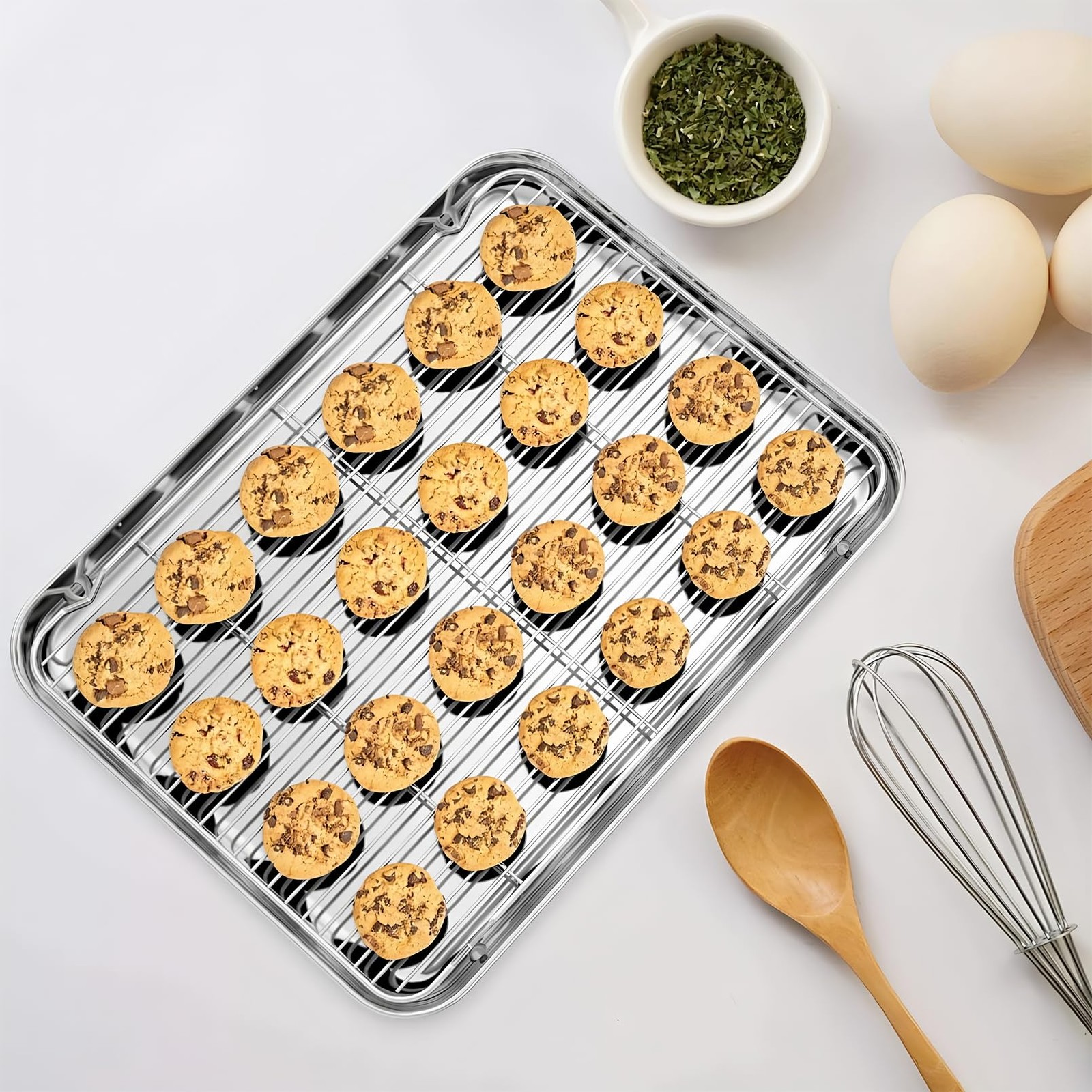 New Best Baking Sheet with Rack Set 2 Pans + 2 Racks Stainless Steel Cookie