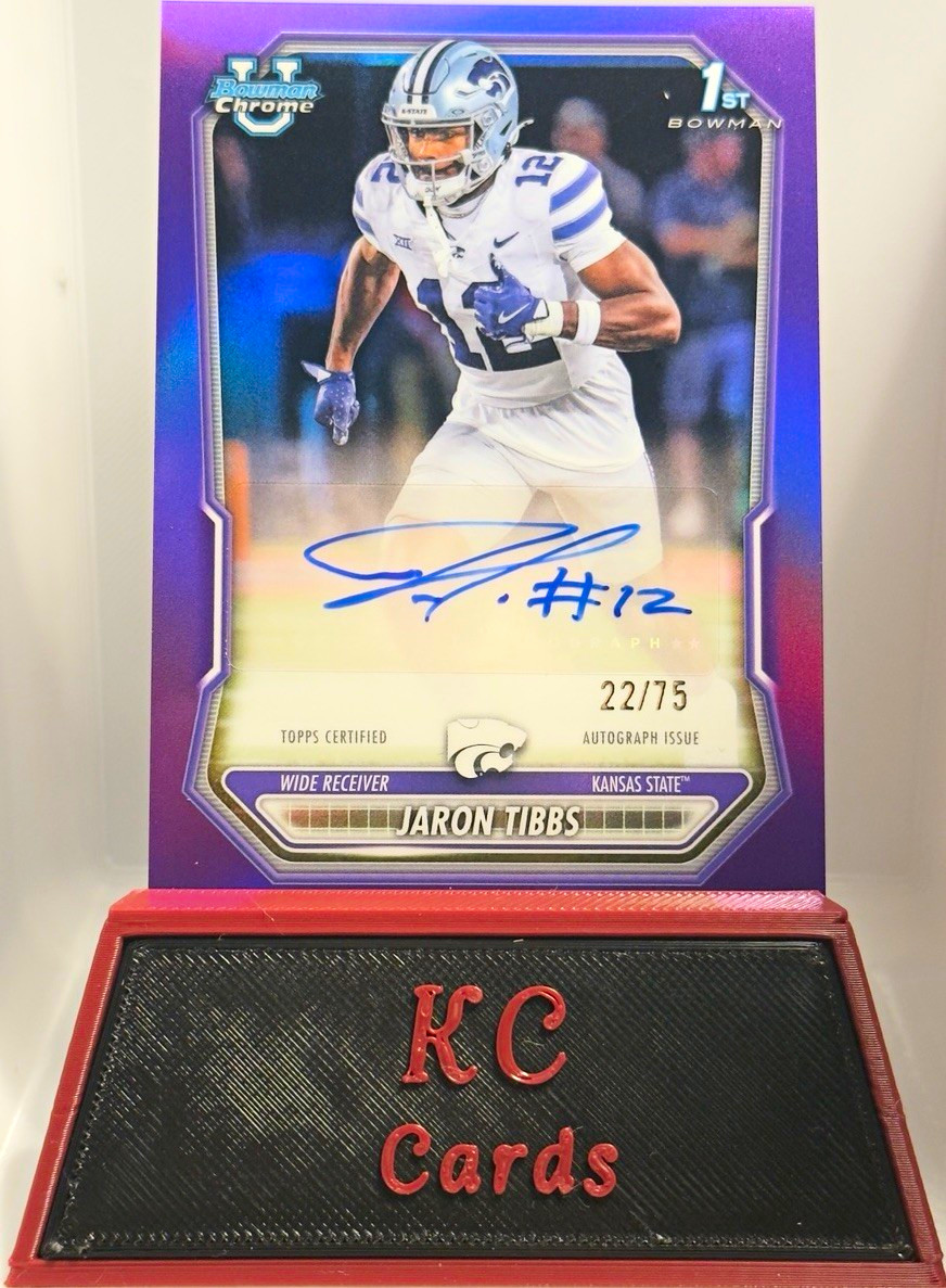 Topps 2026 Bowman Chrome Jaron Tibbs Purple Auto BCPA-JT 22/75 Kansas St