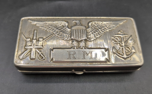 WWI/II US Army silver razor case engraved R.M. no contents | eBay