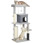 PawHut 132cm Cat Tree Scratching Posts, Light Grey