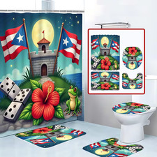 Puerto Rico Flag Themed Home Decor Bathroom Sets or Shower Curtain.