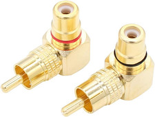 RCA Right Angle Adapter Gold-Plated 2-Pack 90 Degree RCA Adapter Plug Connector