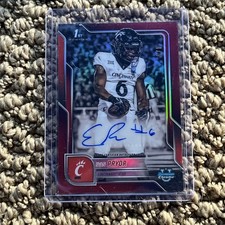 2025 Bowman U Chrome Evan Pryor 1st Auto Red Refractor 4/5 Cincinnati RB