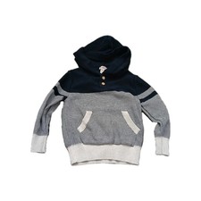 Cat Jack Sweater Boy's Size:XS 4-5 Hooded Navy Blue 2 Button Long Sleeve