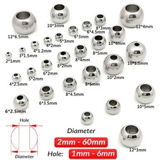 Stainless Steel Solid drilling ball Round Metal Spacer Beads 2 3 4 5 6mm - 60mm