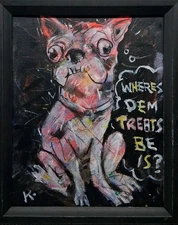 Dog Americana Animal Outsider Painting Graffiti Folk Art 8x10 Abstract Canvas