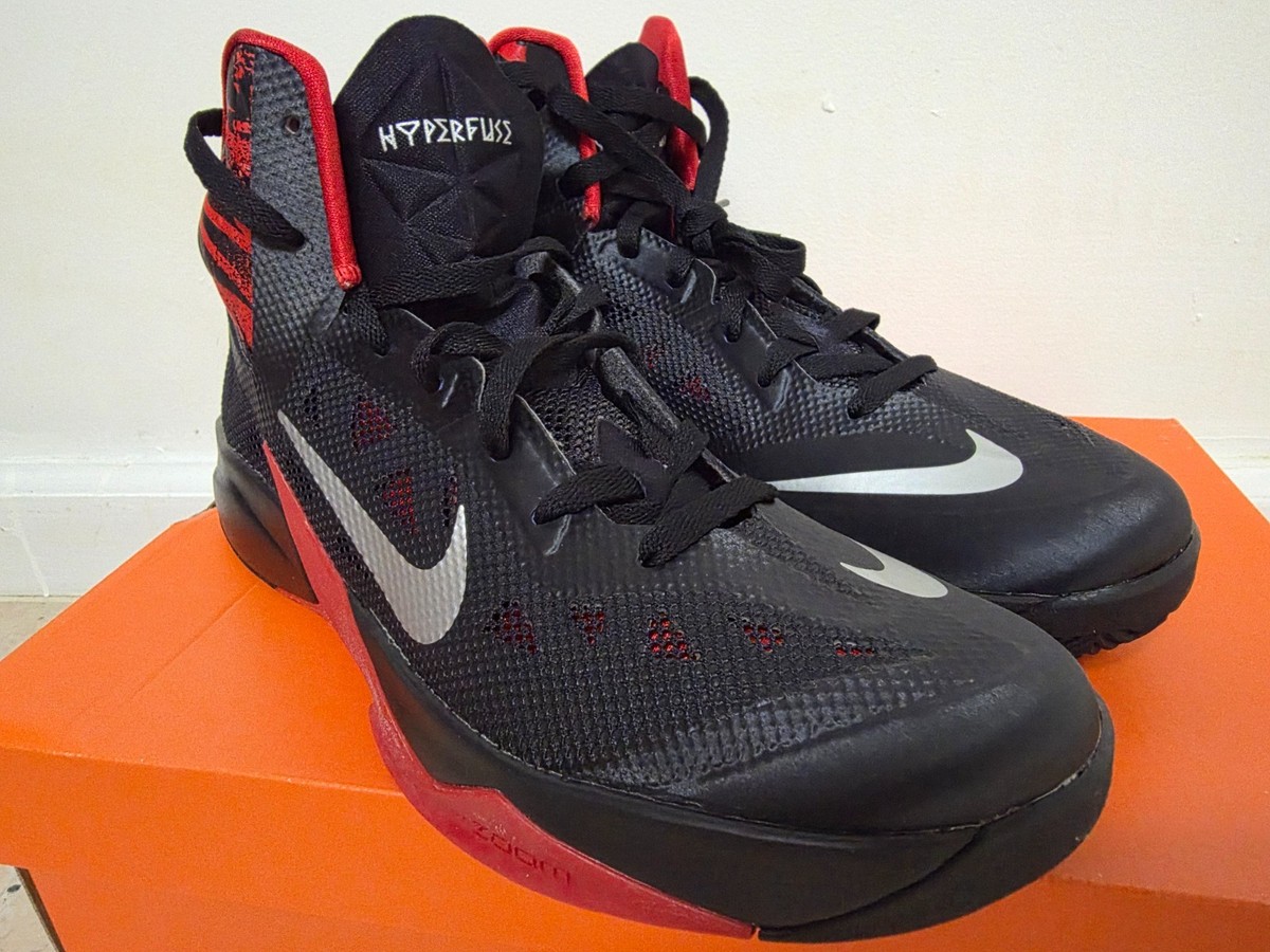 NEW 2013 NIKE HYPERFUSE 2013 Shoes Black/Silver/Red 615896-001