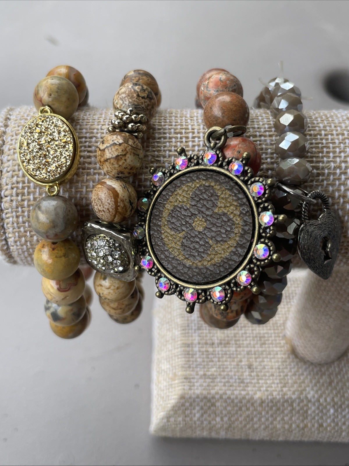 Stone Upscale Recycled Stackable Bracelet With Ch… - image 1