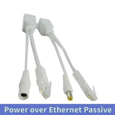 Power Ethernet Passive PoE Adapter Injector Splitter Kit 5v 12v 24v 48v White