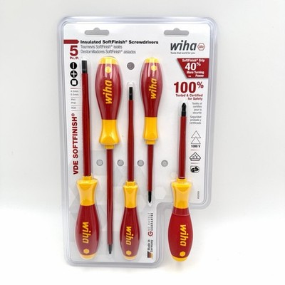 Wiha Tools 32059 Insulated SoftFinish Slotted / Phillips Screwdriver Set, 5 Pc.