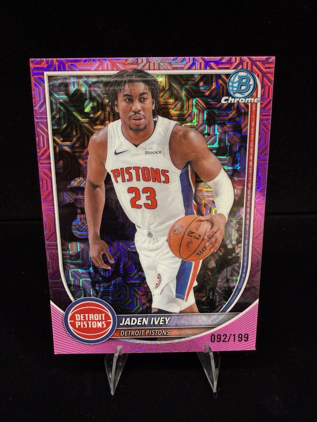 Jaden Ivey #BCV-159 Chrome Fuchsia Mojo Refractor /199 2025-26 Bowman