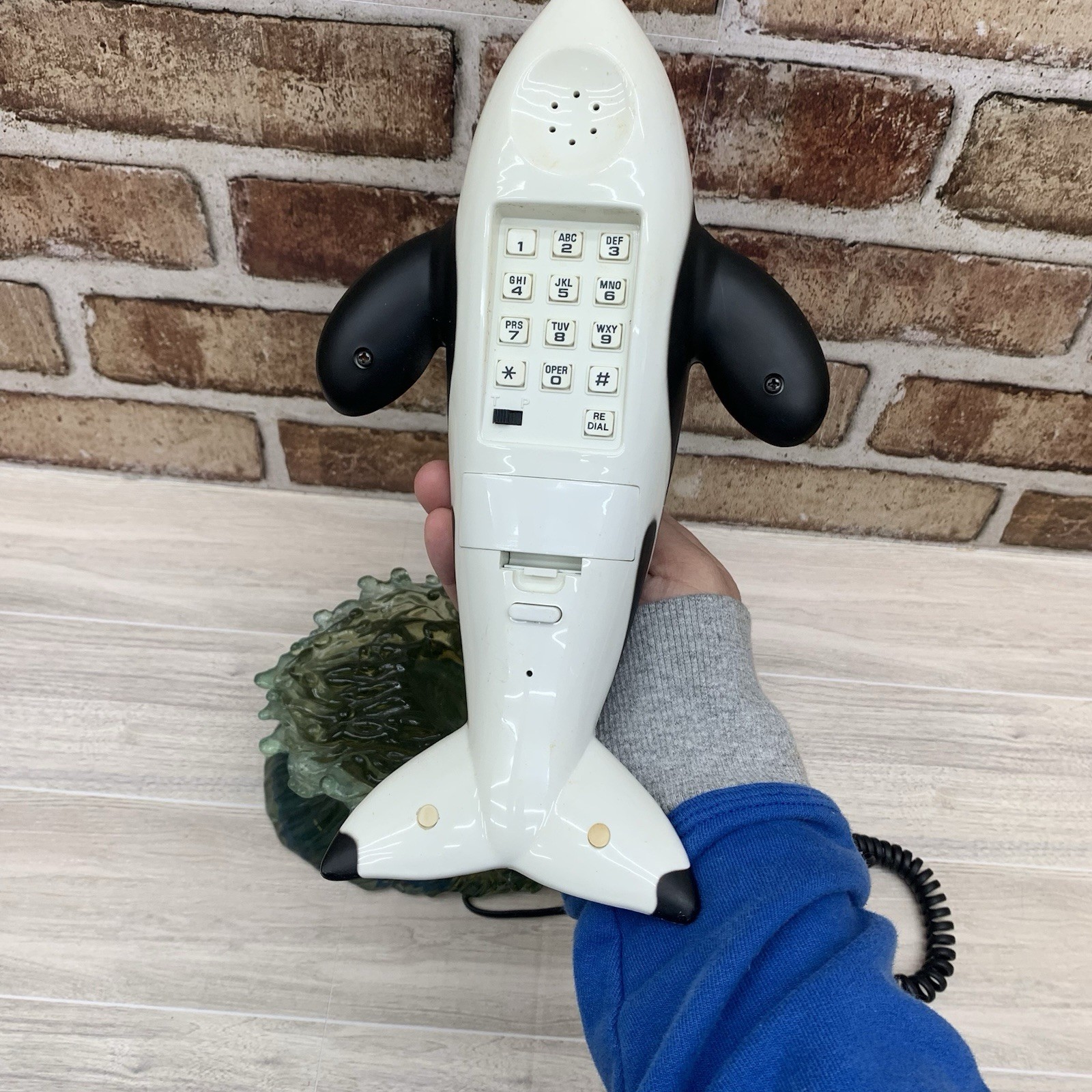 Telemania Orca Whale Telephone VTG Landline Novelty Phone Splash Wave Untested