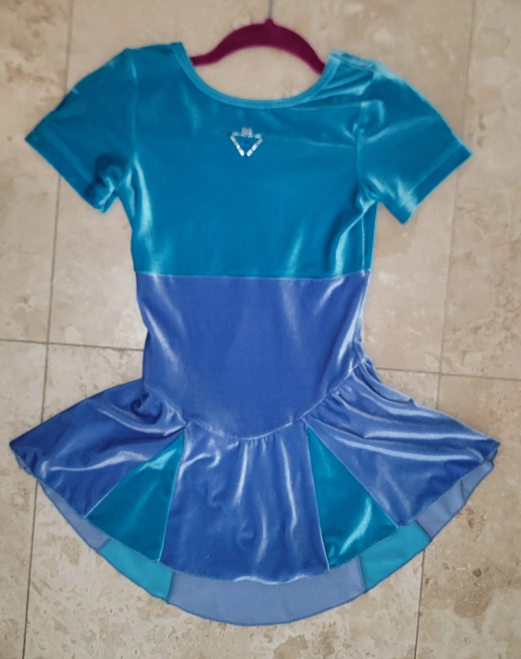 Ice figure skating practice test dress ballet dance velvet blue purple c/s - Image 2 of 4