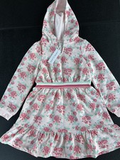 Janie and Jack Pink Hooded Floral Sweatshirt Dress Size 6