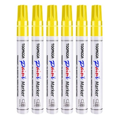 Yellow Permanent Paint Pens - 6 Pack Oil Based Paint Markers, Pens For Rock P...