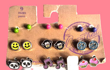 Original New With Tags Girls/Teens Stud Earrings 9 Assorted Pairs and Colors