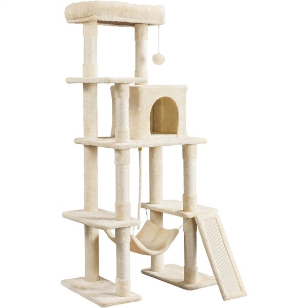 Cat Tree Multi-level Cat Tower w/Condo Hammock Scratching Ladder for Large Cats