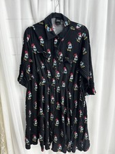 Disney Minnie Mouse Black Print Shirt Dress Collared Size 2