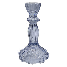 Blue Glass Dinner Candle Holders 8x16cm - Various Sets
