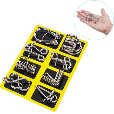 8pcs Metal Wire Puzzle IQ Brain Teaser Set Mind Game Toy Adults Kids - NEW