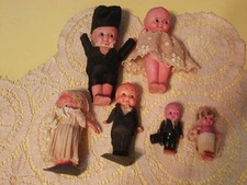   6 CELLULOID KEWPIE WEDDING CAKE TOPPERS, SMALL, MEDIUM, LARGE  