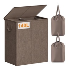 140L Laundry Hamper 2 Section, Double Laundry Basket with Lid, Large Dirty Cloth