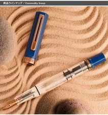 TWSBI ECO Indigo Blue Rose Gold Fountain Pen Fine (F) Nib Piston Filler New LE