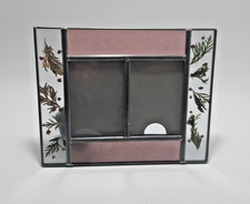 VTG Burne of Boston Glass and Dried Pressed Flowers Picture Frame 1999 3.5 x 2.5