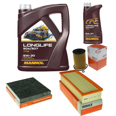 MAHLE Inspektionspaket 6L MANNOL Longlife 504/507 5W-30 für Audi Q3 F3B 35 TDI
