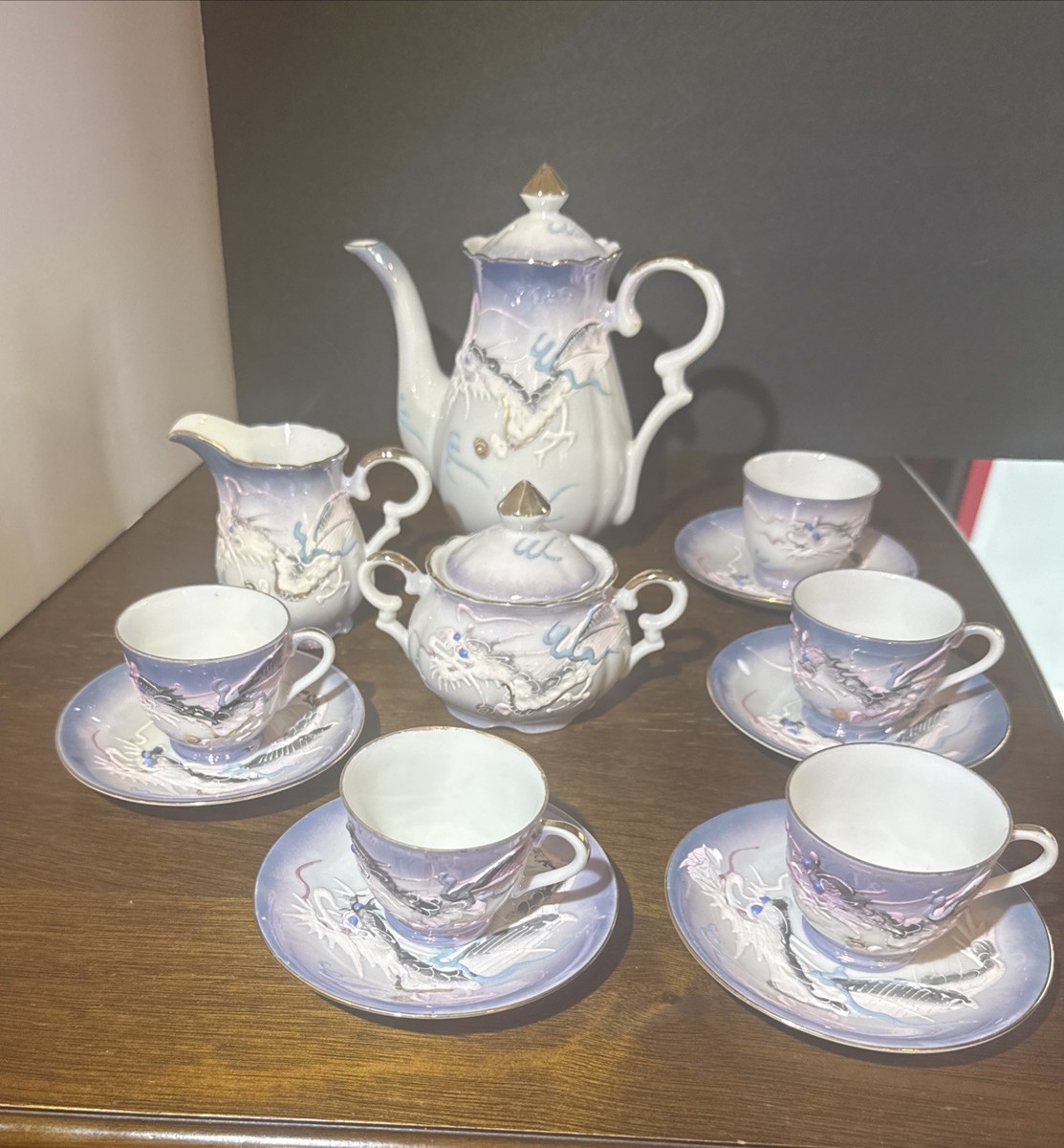 W*E様 ビンテージジュエリーセット 多色 Vintage Japanese Dragon Ware Tea Set Japan Demitasse Moriage W