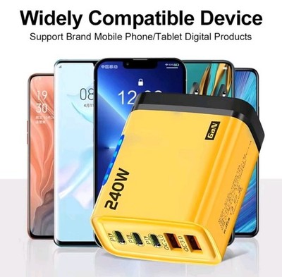 240W GaN USB C Charger 5 in 1 Fast Charging Phone Charger Power Adapter For iPho