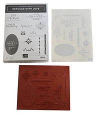 Stampin Up Clear Mount Rubber Stamp Set Detailed With Love Words Happy Birthday