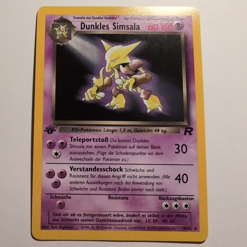 Dunkles Simsala Dark Alakazam Pokemon TCG Karte Team Rocket 1. Edition 18/82 DE