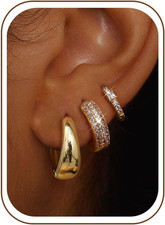 Small 14K Gold Plated Chunky Hoop Earrings for Women Hypoallergenic Silver Earri