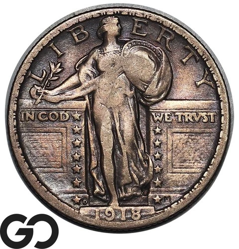 1918-D Standing Liberty Quarter VF+ Denver Issue