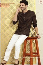 Solid Indian Clothing Fashion Shirt Mens Short Kurta Cotton India Dress Kurta