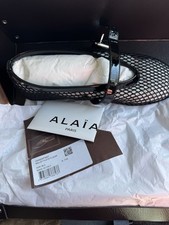 ALAIA Black mesh fishnet ballet flats Shoes size 36.5 6.5 New In Box, Authentic