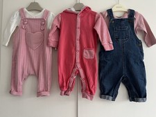 Baby Girls 0-3 Months Basic Outfit Bundle Dungarees Pink Tu F&F Mothercare