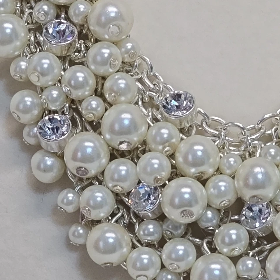 Charter Club 人造珍珠和水钻簇围兜项圈项链公主闪亮 — 第 3/4 张图片