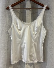 Vintage Vanity Fair White Lace Trim Nylon Camisole Size 36/42 Coquette