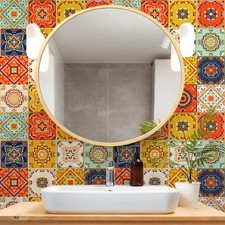 2 Rolls Moroccan Decorative Tile Stickers 23.6"x197" Self Adhesive Walls Sticker
