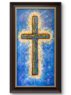 Susan Tolle-Knight Rustic Cross  20x10 Canvas Original Expressionist Painting