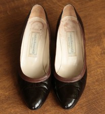 Size 38 - Vntg 60s-70s Brown Leather Rockabilly Pin-Up Retro Italian Heel Shoes