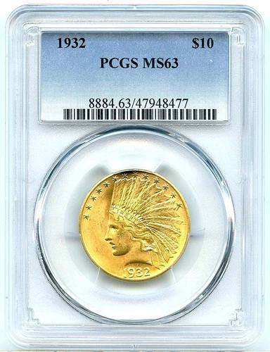 1932 $10 Gold Indian Eagle, PCGS MS63, Very Attractive and Flashy Gold Coin!