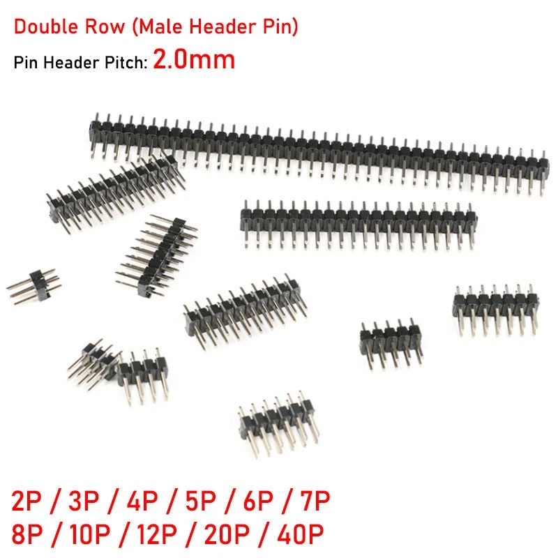 Row Connector 2.0mm Pitch 2P-40P PCB Male / Female Pin Header Single / Double - Image 3 of 4