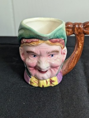 vintage Hand painted elf old guy woman small creamer cup MADE IN JAPAN Toby jug