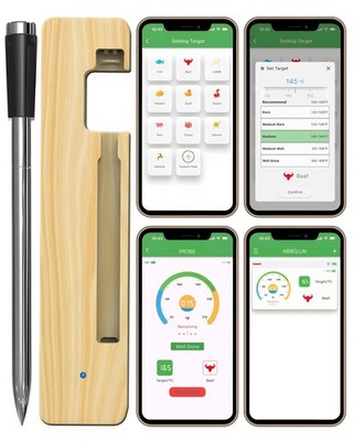 Grill Sync Digital Meat Thermometer Digital Wireless Dual Sensor Bluetooth BB...