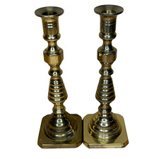 2 Made in the USA Colonial Style Brass 10" Candlesticks Vintage Table Decor Pair
