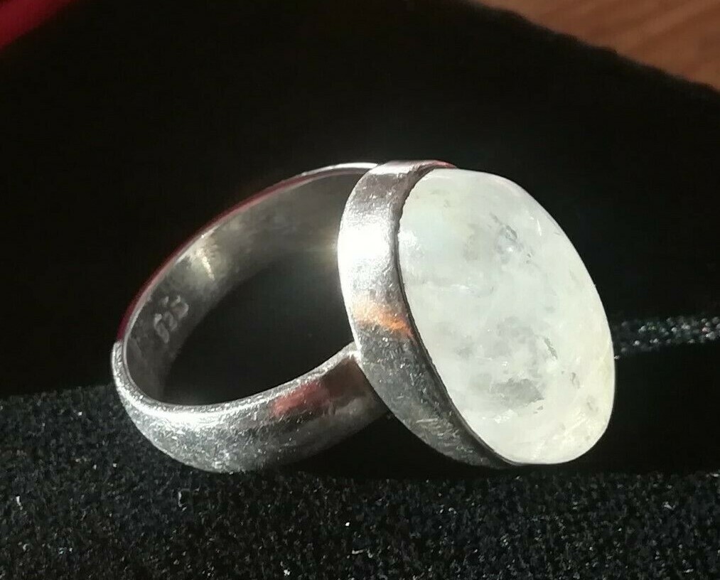 Bague En Argent 925 Avec Pierre De Lune - Taille 58, Occasion, Style Sobre Et élégant